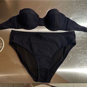 Classic J Crew Strapless Bikini Set, Navy Blue